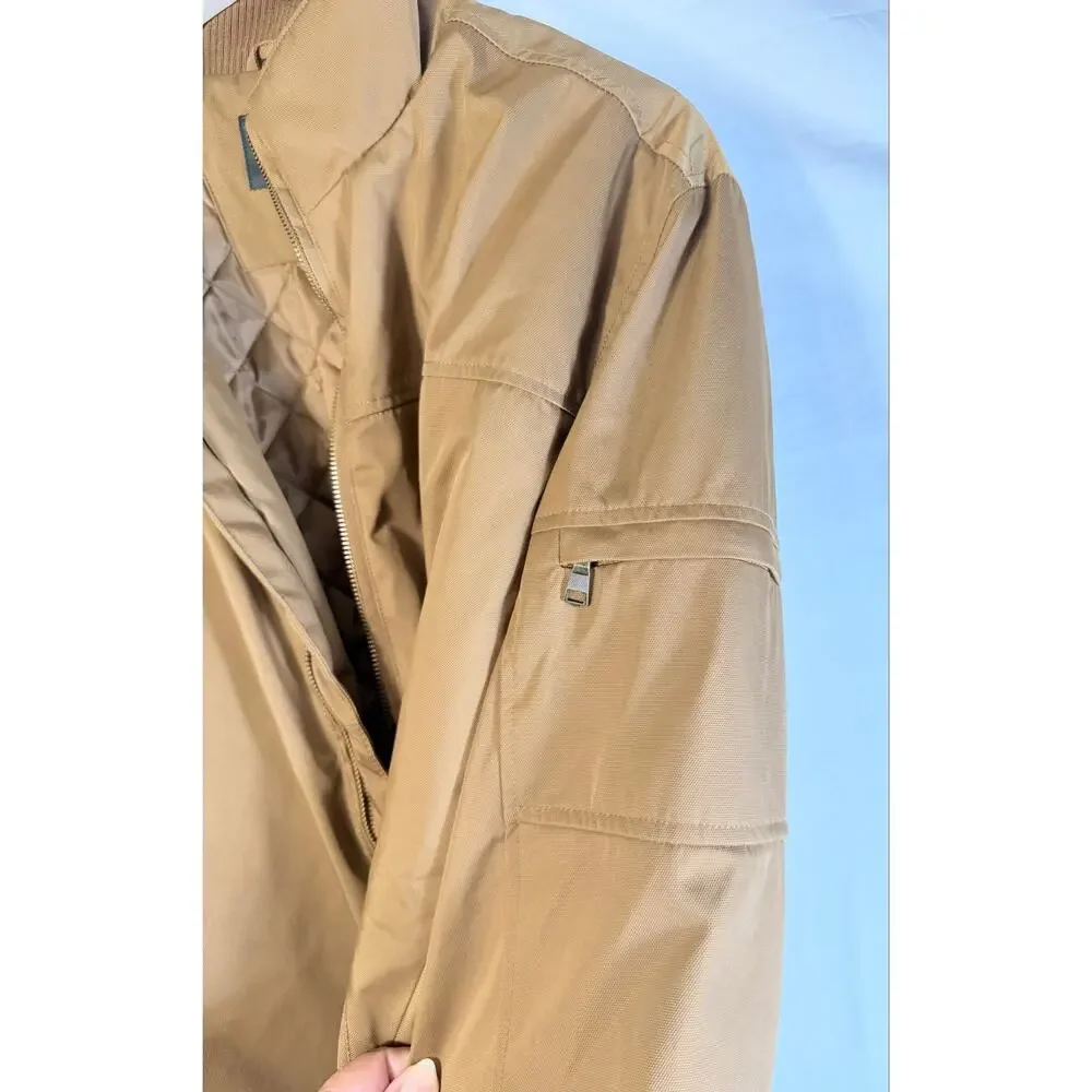 Banana Republic Flight Jacket Mens Large Tan Water Resistant Bomber Jacket